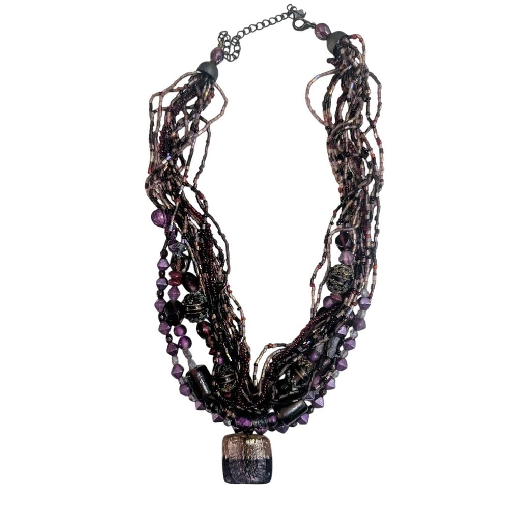 Vintage multi-strand purple beaded statement piece, Y2K bohemian
